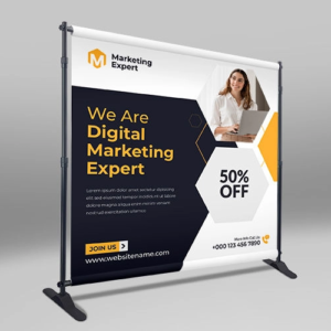 3.0m x 2.25 retractable bacdrop banner for indoor signage branding