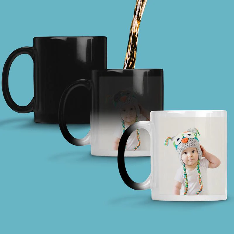 customised branded porcelain mug – colour changing magic cup